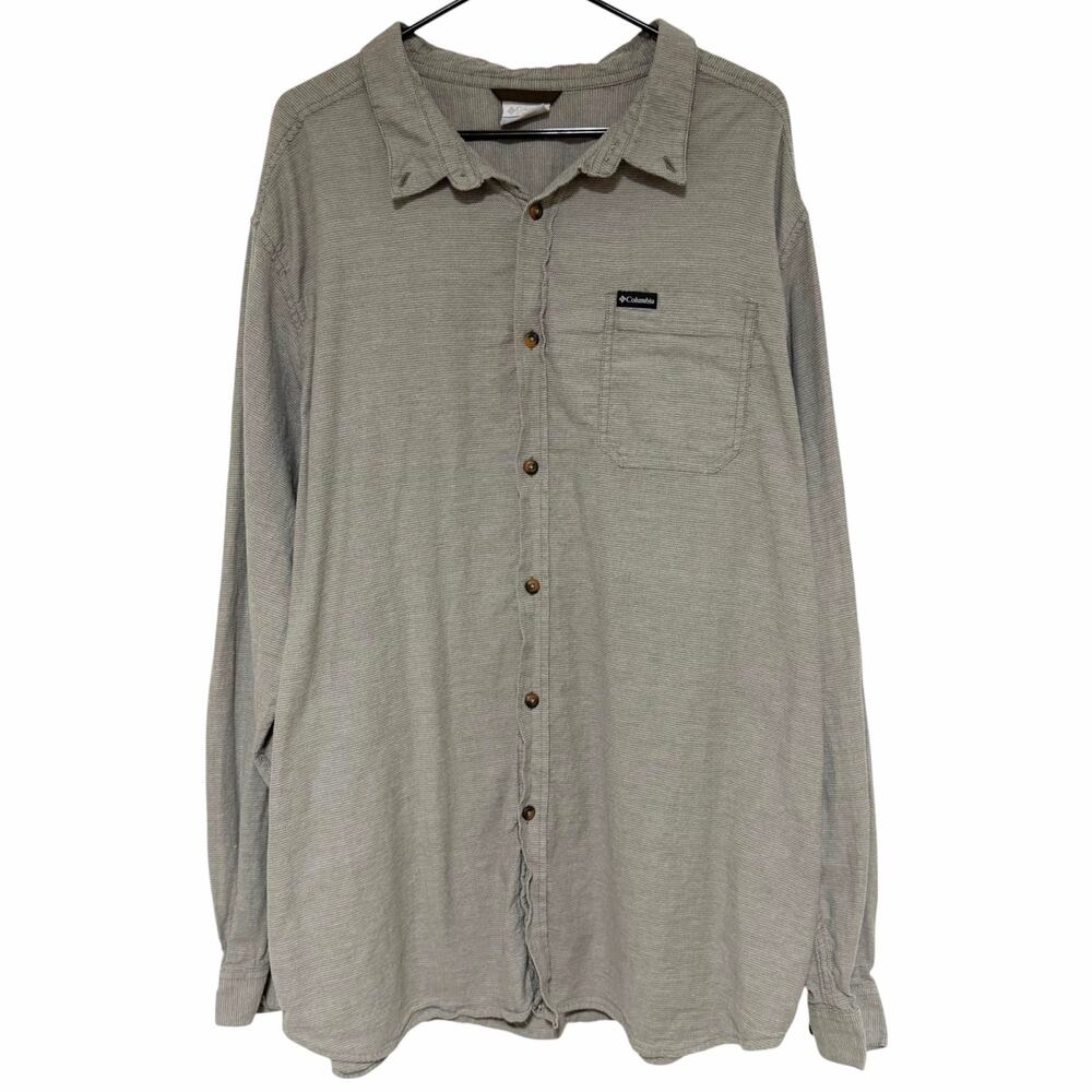 COLUMBIA Men's Casual Button Down Shirt Long Sleeve Size 3XT Tall Gray Green